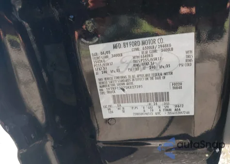 2005 Ford F-150 Stx/Xl/Xlt из США, поврежденный, VIN 1FTRF12275KE27391